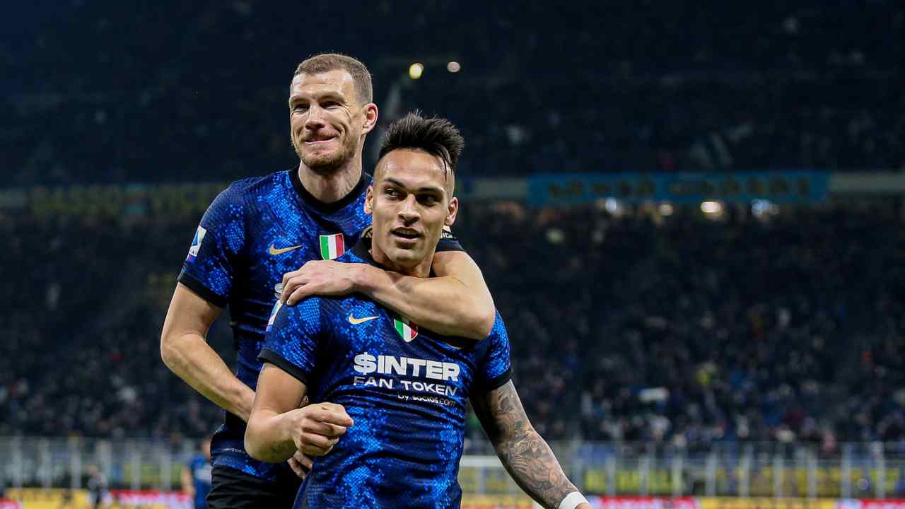 Dzeko e Martinez - foto LaPresse