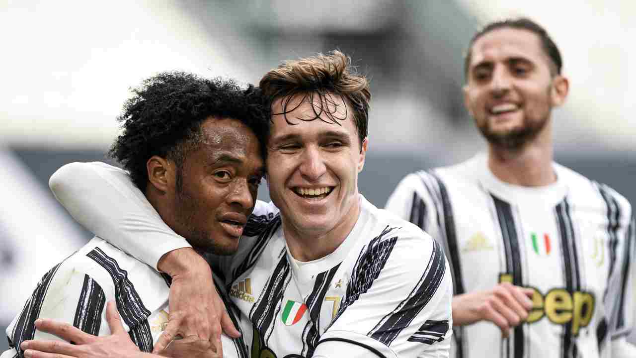 Cuadrado, Chiesa e Rabiot foto LaPresse