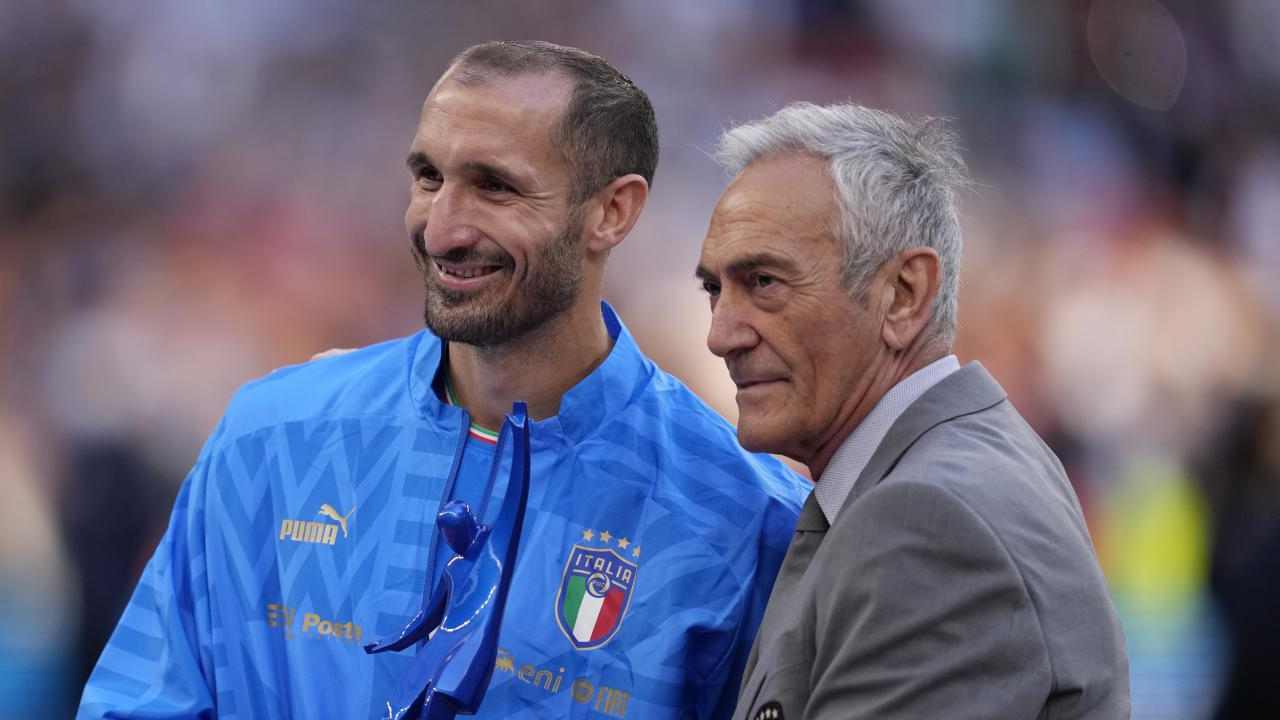 Chiellini e Gravina foto laPresse